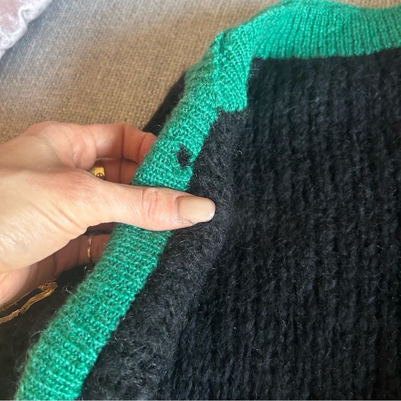 THIERRY MUGLER Vintage Back and Green Boatneck Sweater sz 42 / US 6 - Picture 12 of 14